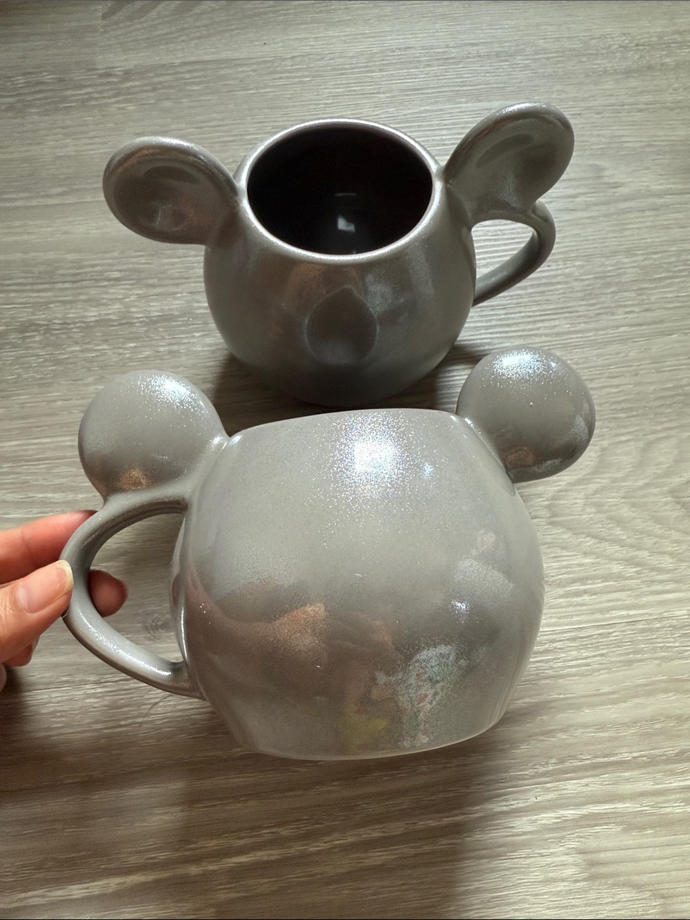 Disney Gray Mickey Ear Ceramic Coffee Mug Set